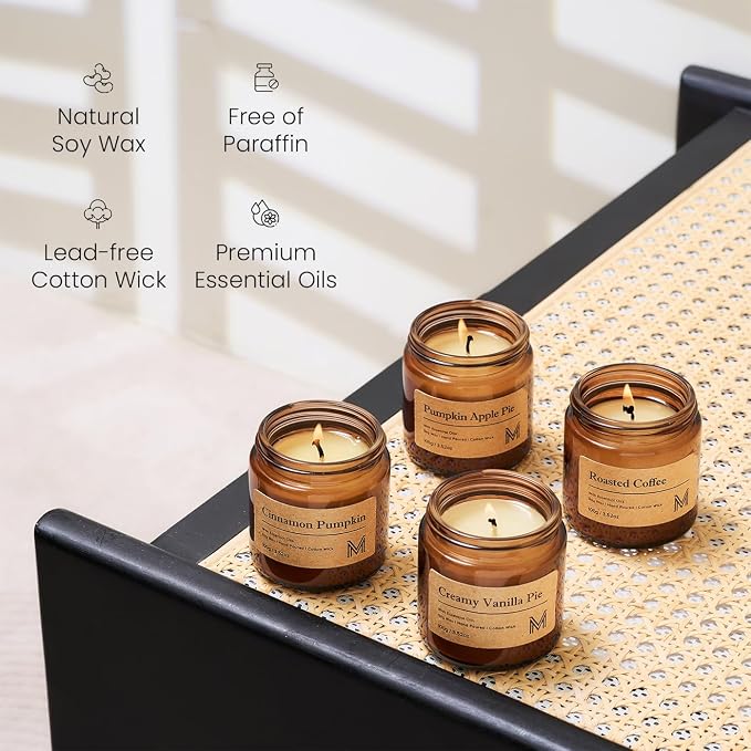 M&SENSE 4 Pack Fall Christmas Candle Gift Set, Aromatherapy Candle Gift - Image 3