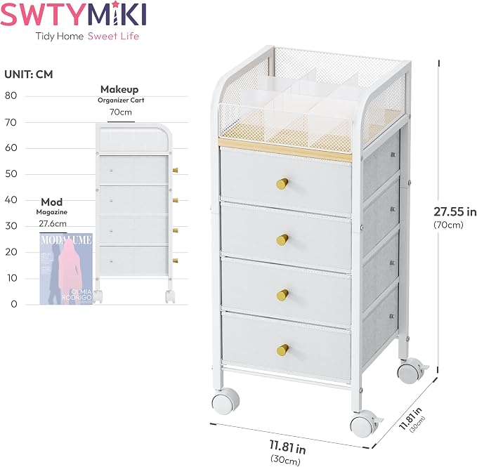 SWTYMIKI Rolling Makeup Organizer Cart - Image 2
