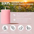 4 Pack Apple Cinnamon Scented Pillar Candles, Natural Soy Wax Candles-2.8x4In - Image 3