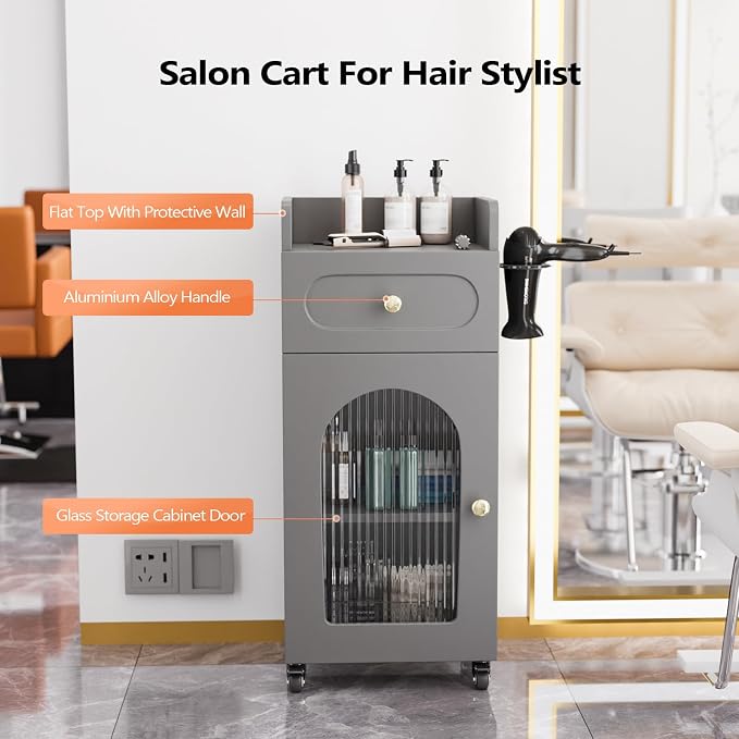 Salon Cart with Wheels & Adjustable Shelf, 3-Tier Rolling Beauty Trolley - Image 2