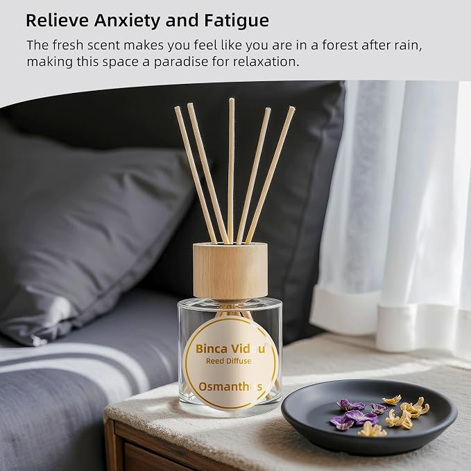 Reed Diffuser Set, Binca Vidou Lavender & Osmanthus Natural Perfume Scent Oil - Image 5