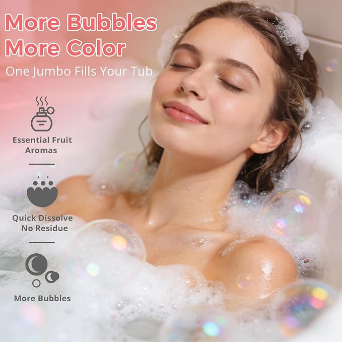 Bath Bombs for Women – Jumbo 7oz Bathbomb Set, 6 Extra Large Fizzies, Colorful - Image 4