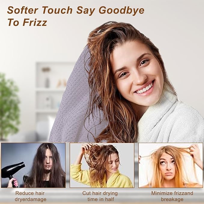 Microfiber Hair Towel Wrap, 3 Pack Soft Hair Drying Towel, Shower Cap & Hair - Image 3