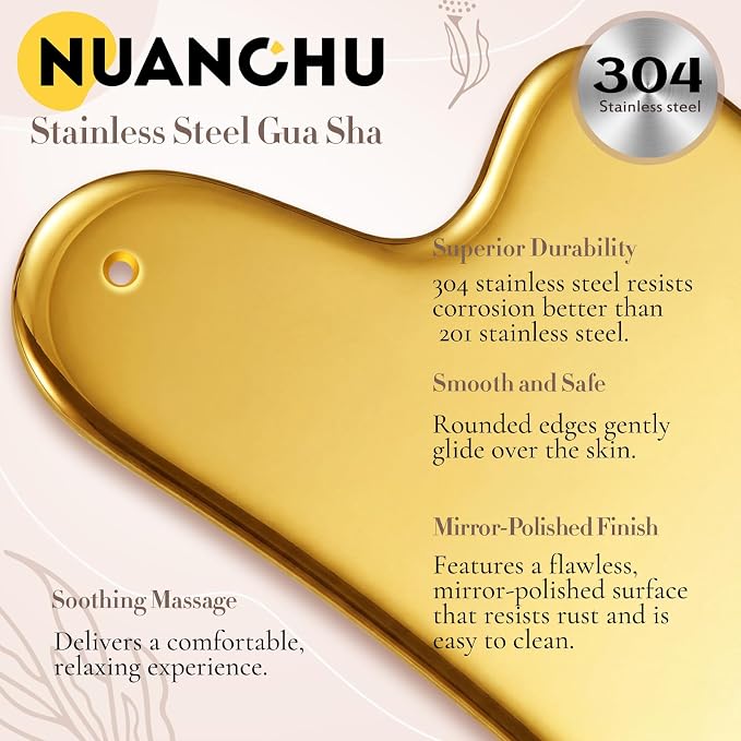 Nuanchu Stainless Steel Gua Sha Facial Tool, Metal Gua Sha - Image 6