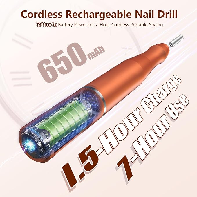 TUOBEO Cordless Nail Drill Electric Rechargeable File Kit, Professional Efile - Image 2