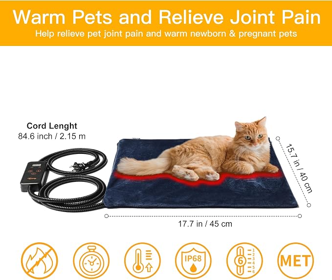 Toozey Pet Heating Pad, 6 Adjustable Temperature Heated Cat Bed - Image 2
