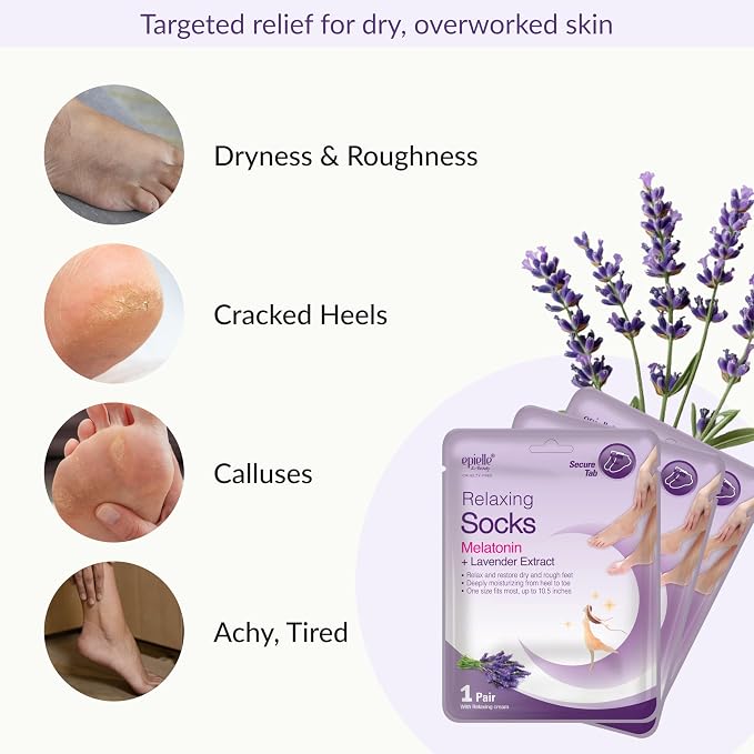 Epielle Relaxing Foot Mask 6 Pairs, Soften and Restore - Image 5