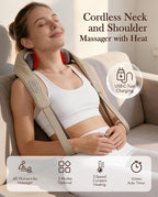 Neck Massager with Heat Cordless: Shiatsu Back Shoulder Massage Tools - Image 2