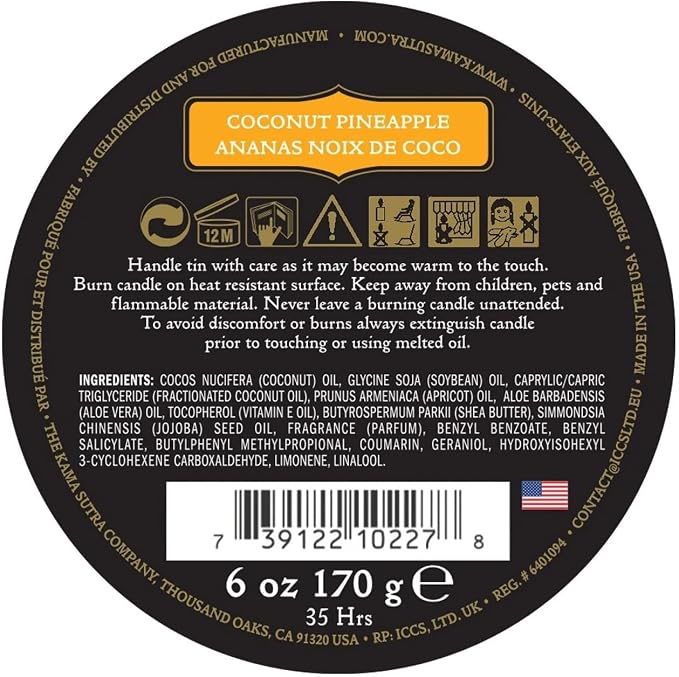 KAMA SUTRA Ignite Coconut Pineapple 6 oz Massage Candle - Image 2