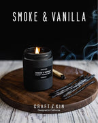 Craft & Kin Premium Smoke & Vanilla Candle | Black Scented Candles - Image 2