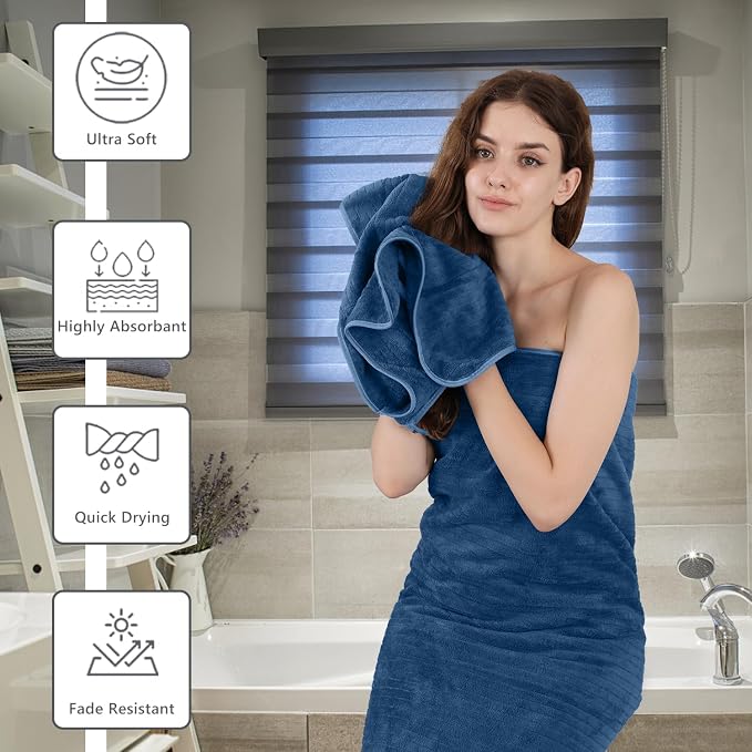 Extra Large Bath Sheet Set of 4, Ultra Soft Fluffy Towel, 35”x 70”Oversized - Image 4