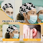 Adjustable Scrub Cap with Buttons & Sweatband, Working Hat with Elastic Tie Back - Image 6