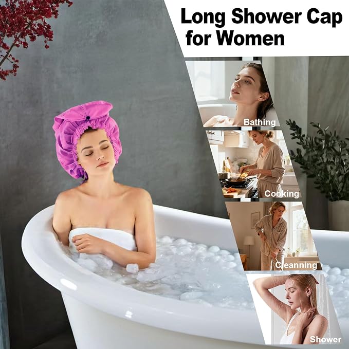 ELEBOX Extra Large Shower Cap for Braids/Curly Hair/Dreadlock | Reusable - Image 2