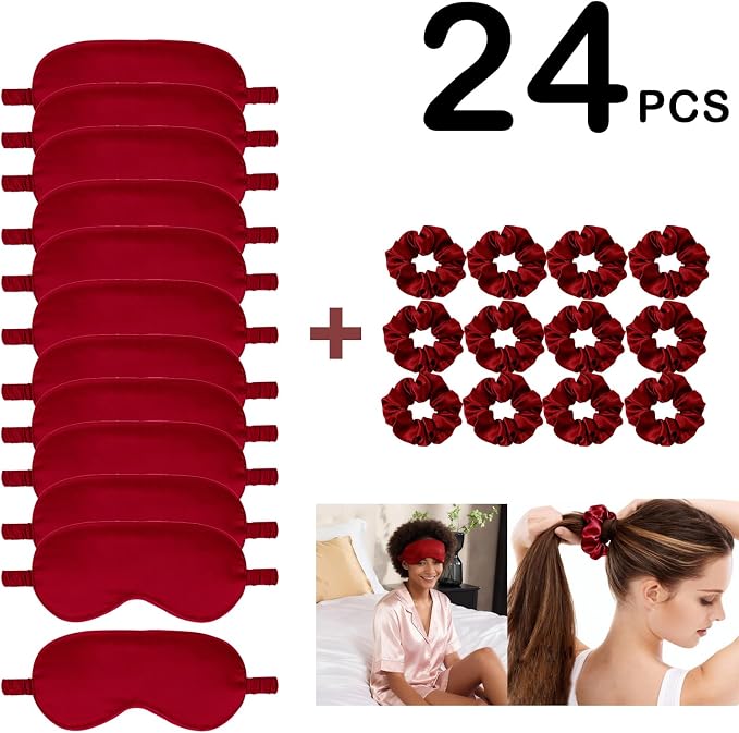 24Pcs Satin Eye Mask Silk Sleep Masks Silky Eyes Cover Blackout Blindfold - Image 2