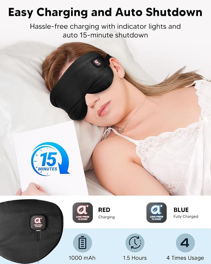 arboleaf Heated Eye Mask for Dry Eyes, Cordless Rechargeable Warm Eye Compress - Image 4
