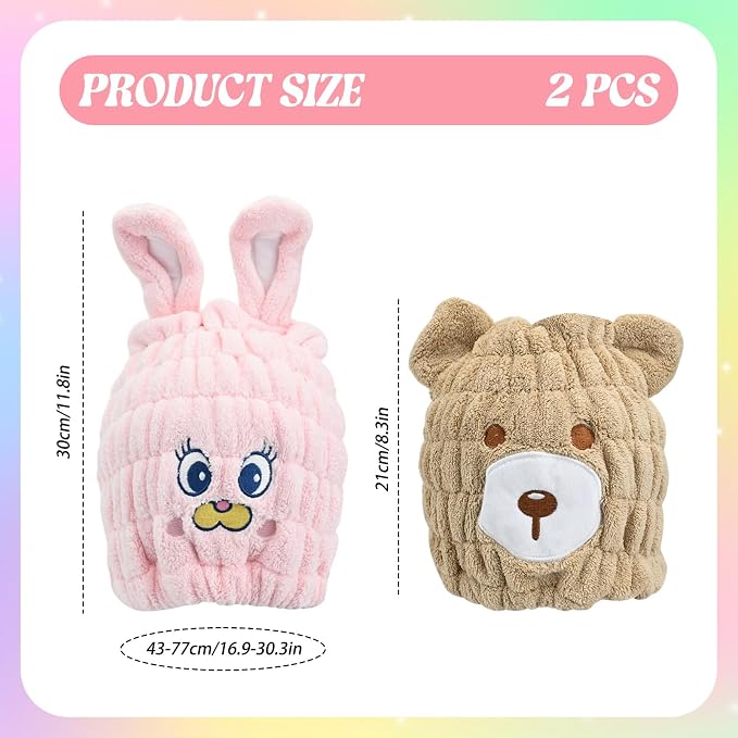 2 PCS Microfiber Hair Towel Wrap - Image 3