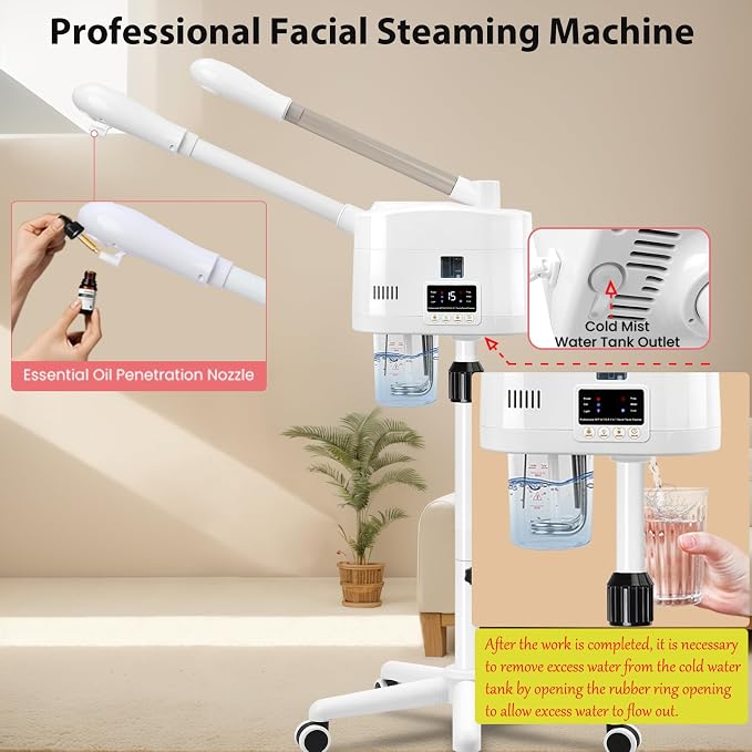 Salon Señor 2 in 1 Hot and Cold Facial Steamer, Professional Face Steamer on - Image 6