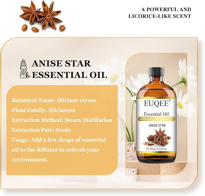 EUQEE Anise Star Essential Oil 4oz / 118ML Large Capacity Anise Star Essential - Image 2