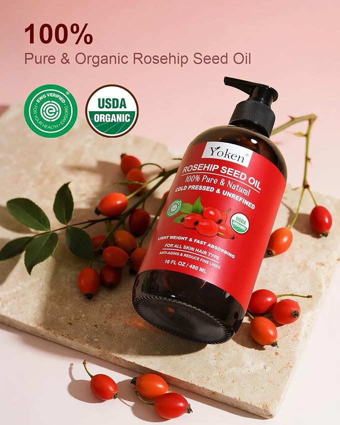 Yoken Organic Rosehip Seed Oil, USDA 100% Pure Rosehip Oils - Image 2
