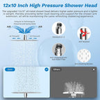 Hibbent Dual Filter All Metal 12" Rainfall Showerhead Combo, High Pressure - Image 5