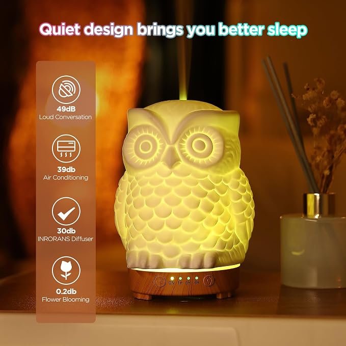Owl Ceramic Aromatherapy Diffuser INRORANS 160ml Stone ultrasonic Cool Mist - Image 4