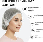 Disposable Bouffant Caps 21 Inch Non Woven Hair Net Elastic Head Cover - Image 7