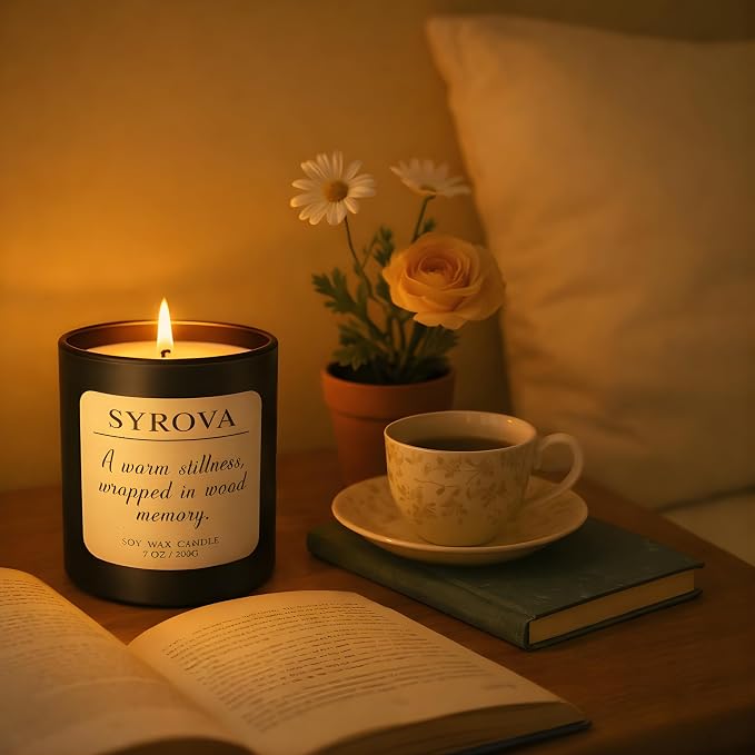 Vanilla & Cedarwood Candle, Luxury Scented Soy Candle 7oz, Cozy Sweet Fragrance - Image 4