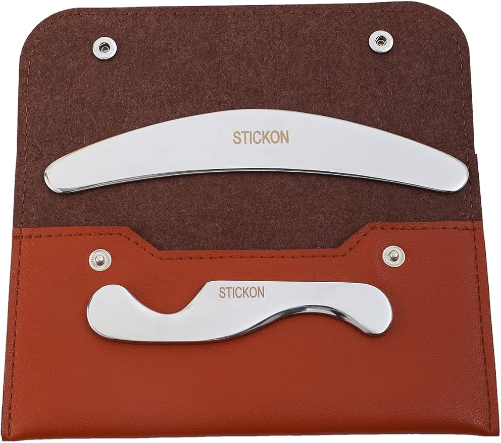 STICKON Gua Sha Stainless Steel 2 Pack Metal Muscle Scraper Tools Set, Scraping by STICKON