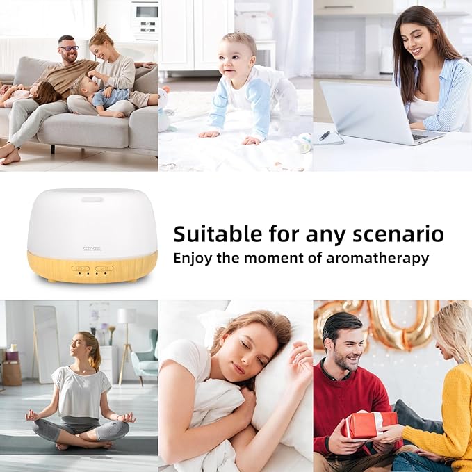 SEEDSEEL 300ML Essential Oil Diffuser, Quiet 8 Hours Operation, 7-Color LED - Image 5