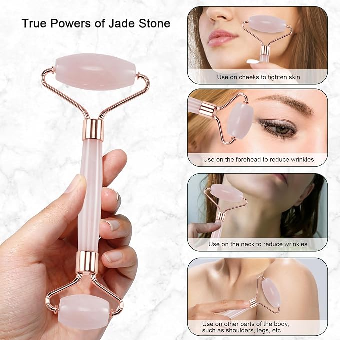Jade Roller for Face, Facial Roller Massager Skin Care Tool, Gua Sha Facial - Image 4