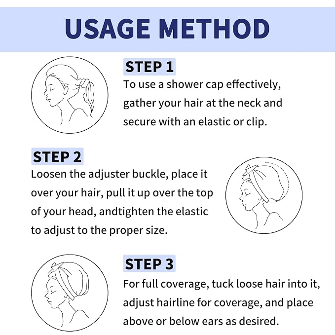 1 PCS Shower Cap, Double Layer & Adjustable Bathing Cap - Image 7