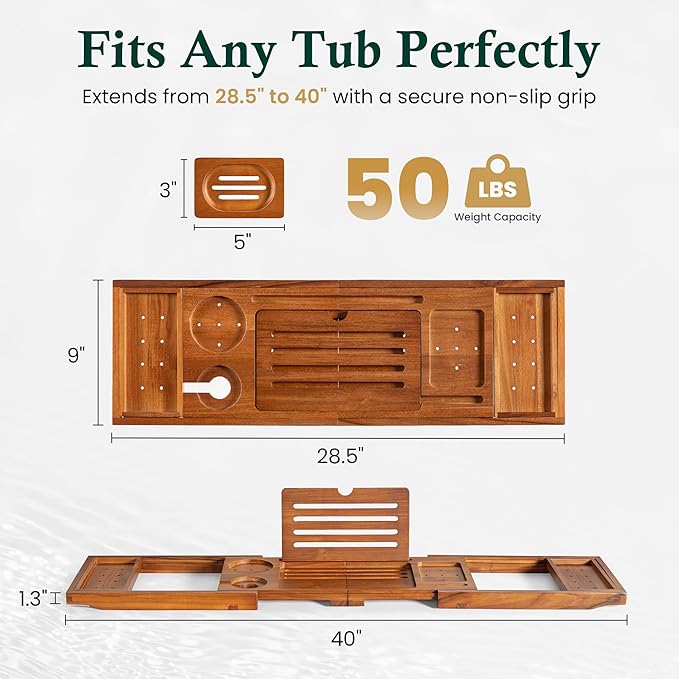 Teak Bathtub Tray, Bath Caddy - Image 4