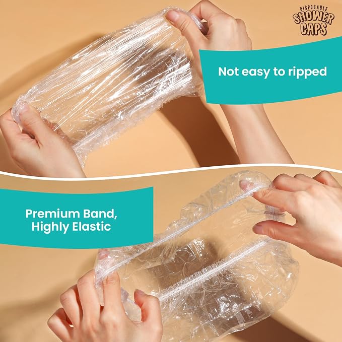 LEOBRO 100PCS Disposable Shower Caps, Shower Caps - Image 4