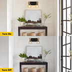 FadimiKoo Rustic Style Wood Bathroom Wall Sconces, 2-Light Black Gold Bathroom - Image 5