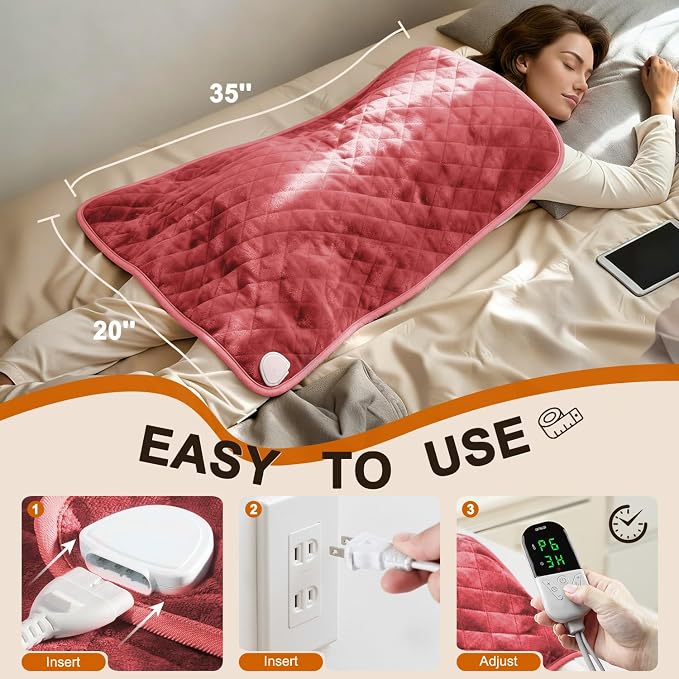 Heating Pad for Back & Period Cramps – 35"x20" King Size, Electric Heating Pads - Image 8