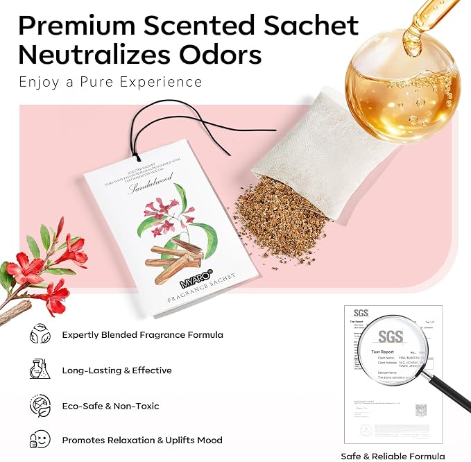 MYARO 12 Pack Sandalwood Scented Sachets - Image 4