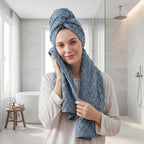 REDKISS 4 Pack Blue Microfiber Bath Towels - Image 4