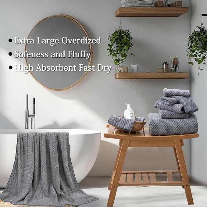 Hailea Gray Bath Towels Set 35x70 Inches - Image 6