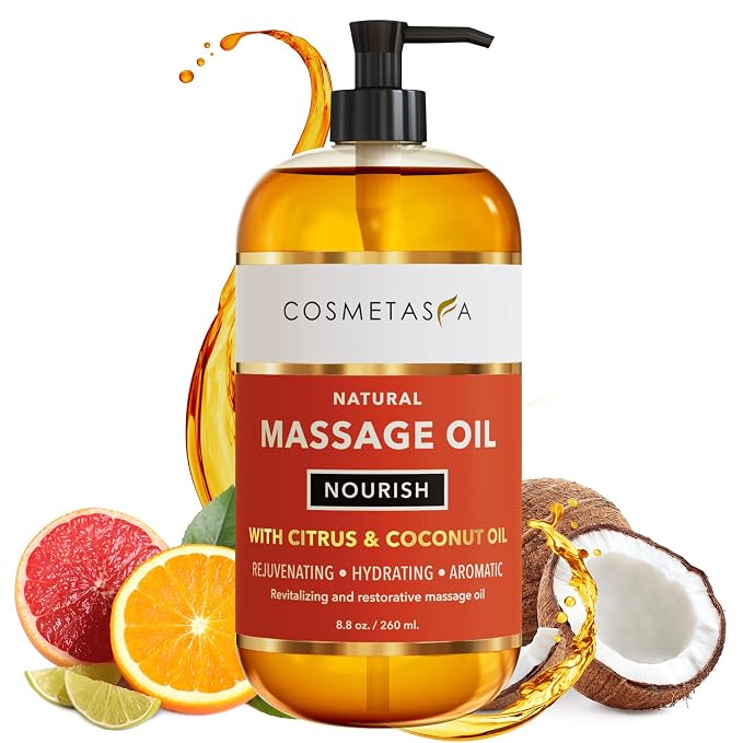 Natural Nourishing Citrus & Coconut Massage Oil- Smooth Glide, Non Greasy by Cosmetasa