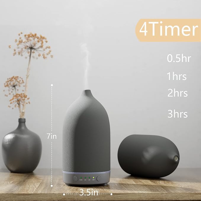 Aromatherapy Essential Oil Diffuser, 9 Colors Mood Light, 4 Timer Stone - Image 4