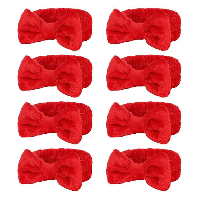 Semato 8 Pcs Red Spa Headband Skincare Headbands by Semato