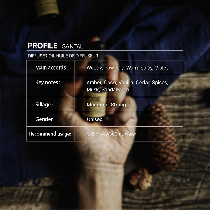sesneslabs Santal Diffuser Oil, Niche Scent, Luxury Amber Coco Vanilla Cedar - Image 2
