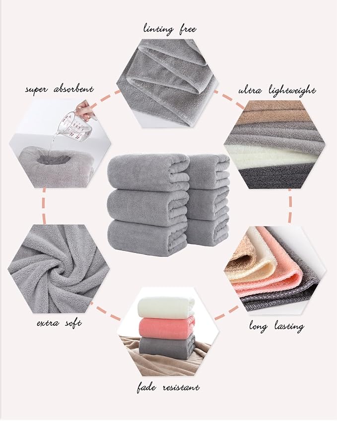 Lumimi Towels 6 Piece Soft Microfiber Bath Towel Set Salon Gym Yoga Travel - Image 4