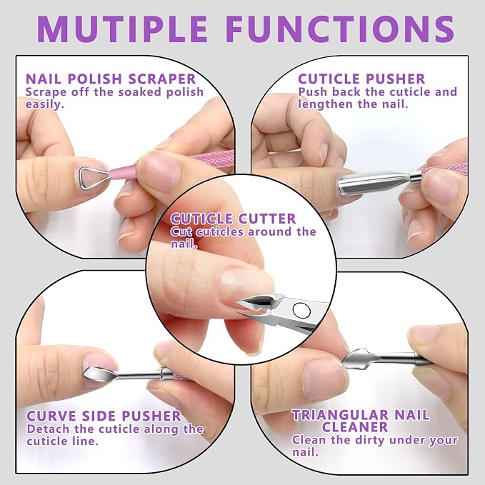 Cuticle Trimmer with Cuticle Pusher and Scissors, Cuticle Remover Professional - Image 2