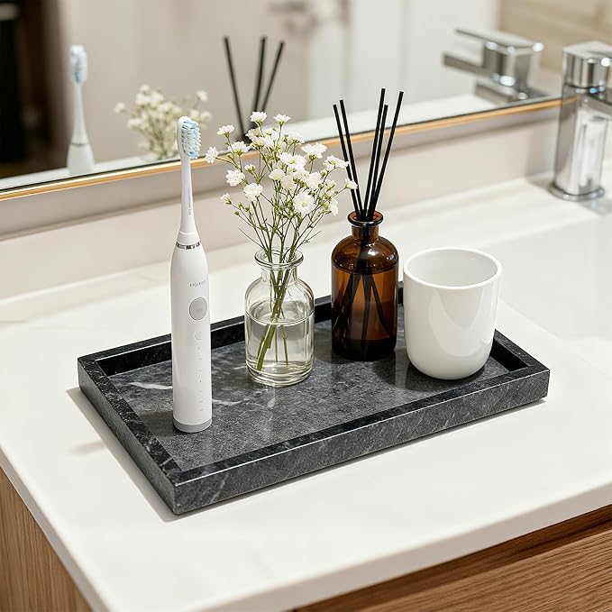 Pure Natural Marble Tray for Bathroom, Sink. Cosmetics, toiletries, etc. can be - Image 5