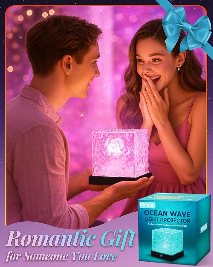 Rechargeable Shower Light Cube, 16 Color Ocean Wave Projector Light Battery - Image 6