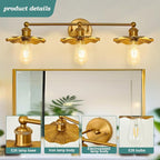 ZGLAOJT 3 Light Vintage Vanity Light Gold Bathroom Light Fixtures Over Mirror. - Image 5