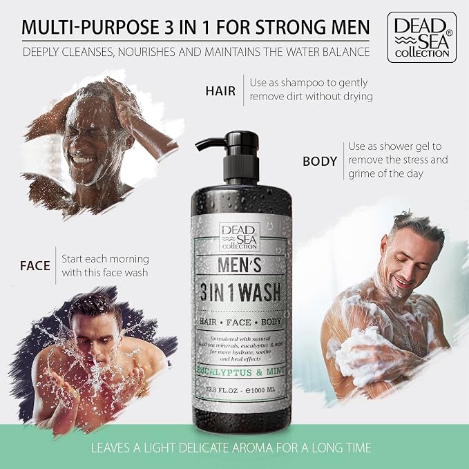 Dead Sea Collection Mens Body Wash 3 in 1 – Eucalyptus Body Wash - Image 2