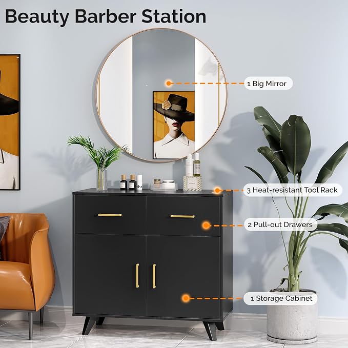 OmySalon Wall Mount Salon Station, Barber & Hair Stylist Station - Image 3