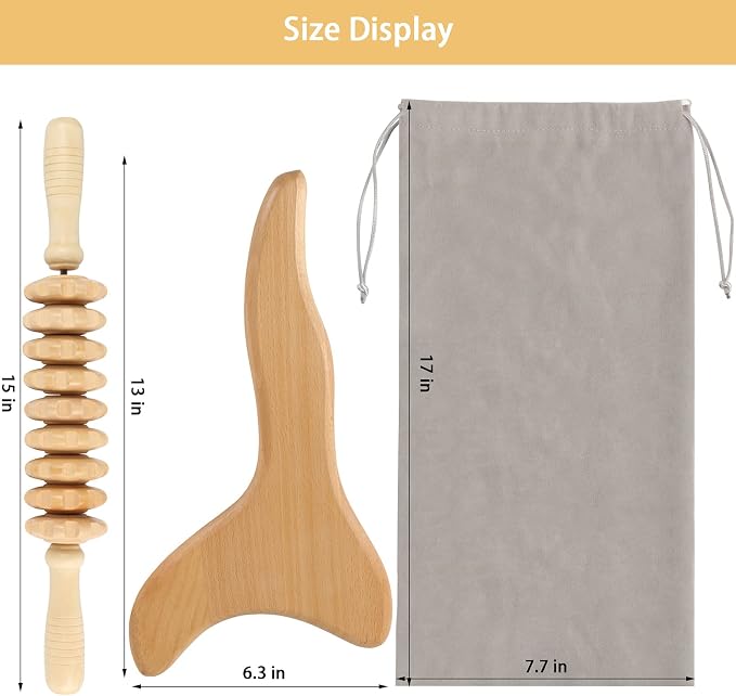 2 Pcs Wooden Gua Sha Tools Lymphatic Drainage Tool, Machomby Wood Therapy - Image 6